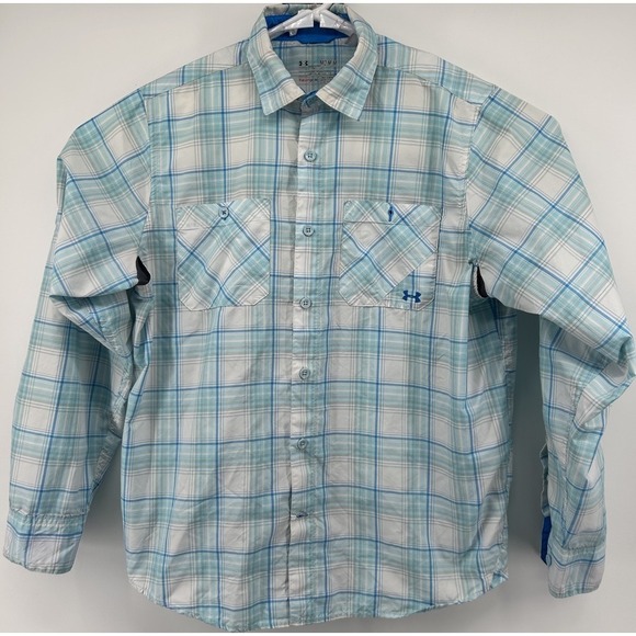 Under Armour Other - Under Armour Heatgear Loose Fit Long Sleeve Button Down Blue Men's Medium